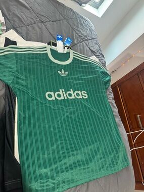 adidas Green Trefoil Logo Soccer Jersey with White Trim